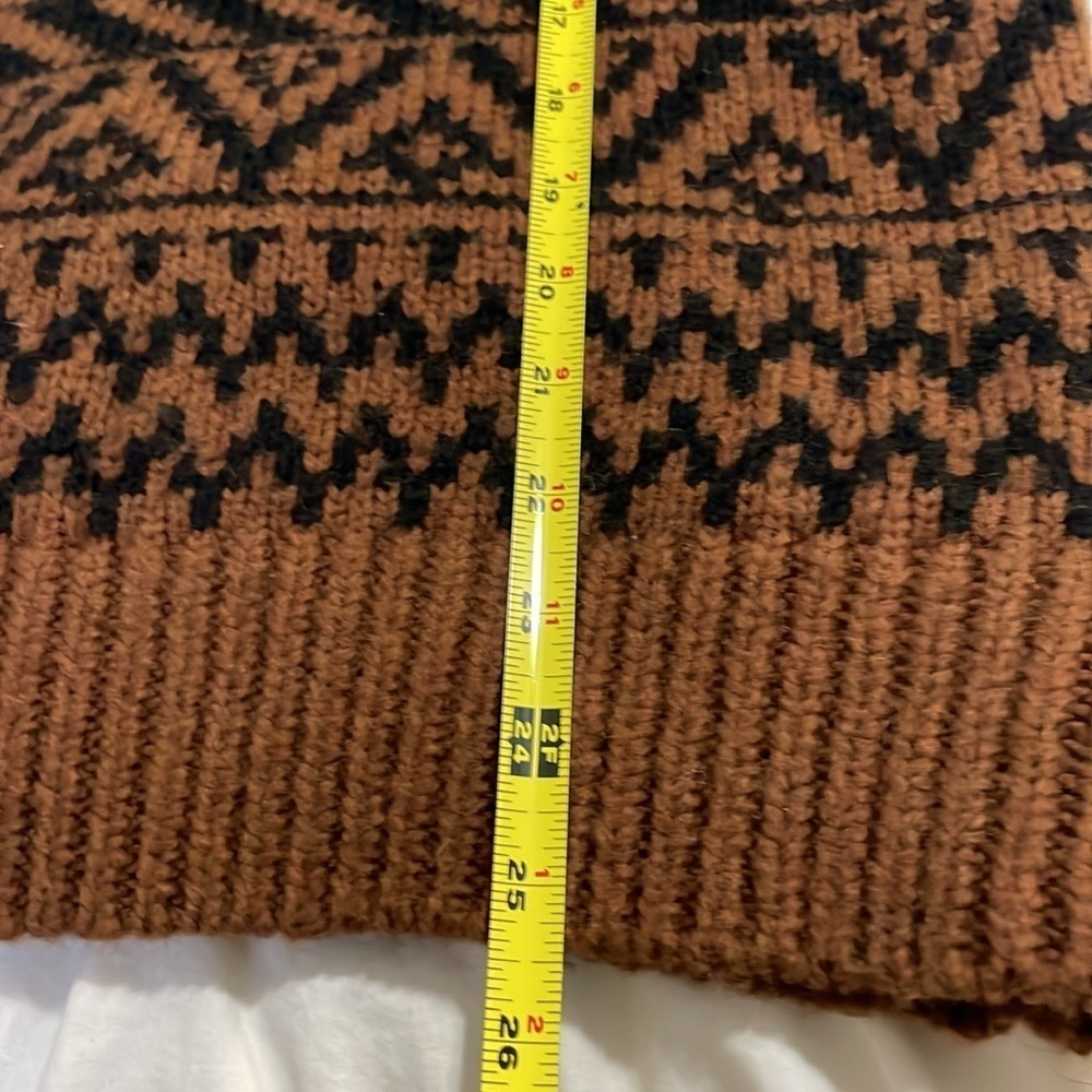 AERIE |Fair Isle | Aztec Pattern | Oversized Quarter Zip |Brown/Black |Size XS - Picture 11 of 16